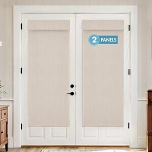 MIULEE 2 Panels 100% Blackout Linen French 26"W x 68"L (Pack of 2), Natural